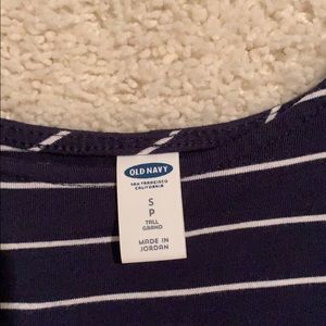 navy and white striped dress